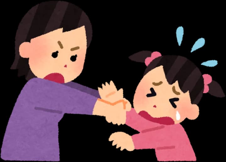 A mother pulling a reluctant child along on the way to kindergarten
